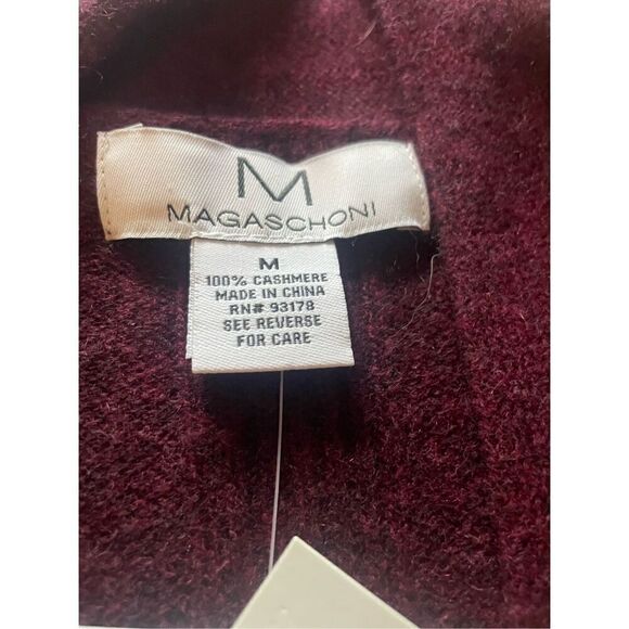 NWT Magaschoni 100% Cashmere Cardigan Sweater Red Wine M - Picture 9 of 10